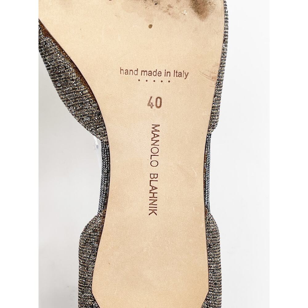 Manolo Blahnik Hangisi D'Orsay Metallic Fabric Crystal Brooch Pumps Heels IT 40 - Picture 11 of 12